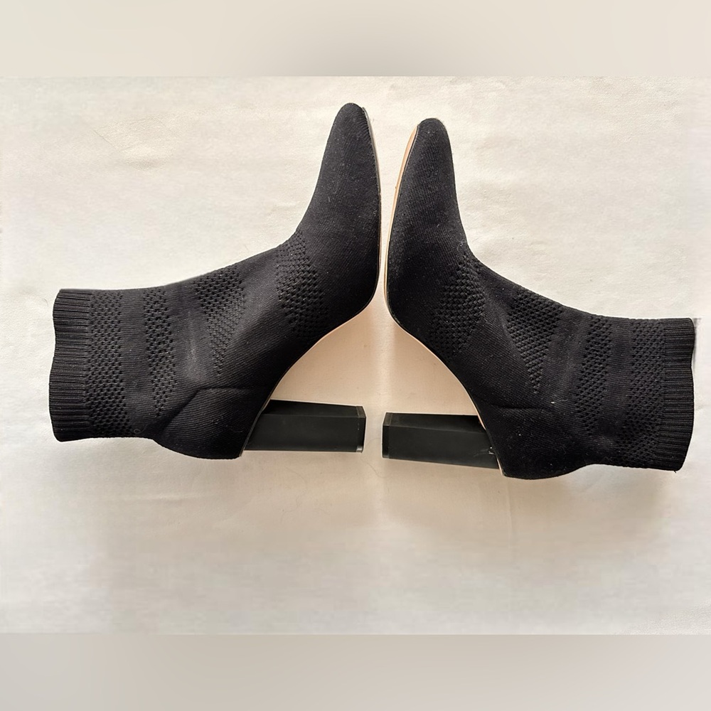 Zara Black Knit Heeled Boots 38